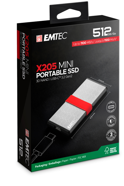 EMTEC SSD 3.2GEN2 X205 PORTABLE - ECSSD512GX205