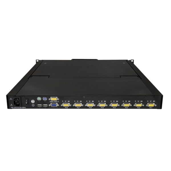 StarTech 8-Port Rackmount KVM Console for Server Rack - 19 in. - 1U - KVM console with KVM switch - 8 ports - PS/2, USB - 48.3 cm (19") - rack - installable - 1280 x 1024 - 250 cd/m? - 1000:1 - VGA - black - 1U - RKCONS1908K