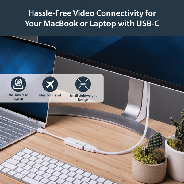 StarTech USB-C to HDMI adapter - Thunderbolt 3 compatible - White - 4K 60Hz - Video interface converter - HDMI / USB - 15 cm - CDP2HD4K60W