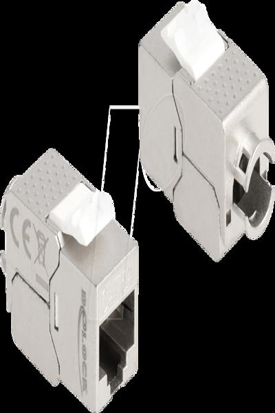 Delock Keystone-modul RJ45-hane till LSA Cat.6A Slim verktygslös, RJ45, Silver, Vit, Hane, Rak, Zink, Cat6a - 87891