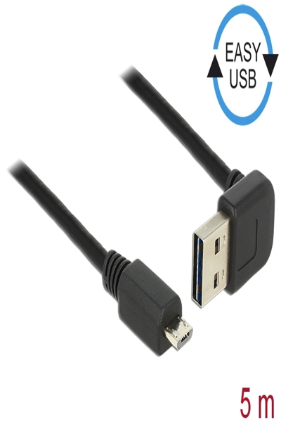Delock Easy - Câble USB - USB (M) coudé haut/bas, réversible vers Micro-USB Type B (M)