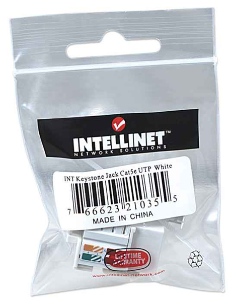 Cat5e modulær jack hvit UTP Keystone Jack - 210355