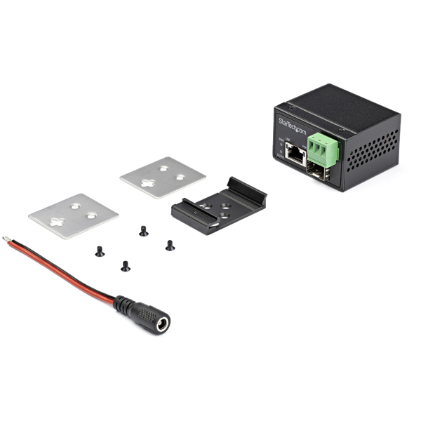 StarTech PoE+ Industrial Fiber to Ethernet Media Converter 30W - SFP to RJ45 - Singlemode/Multimode Fiber to Copper Gigabit Ethernet - Mini/Compact Size - IP-30/ -40 to +75C - Media converter - GigE - 1000Base-SX, 1000Base-T - RJ-45 / SFP (mini-GBIC) - up to - IMC1GSFP30W