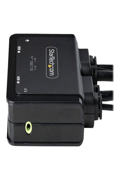 StarTech.com 2-portars hybrid USB-C HDMI-kabel KVM-switch, 4K 60Hz, kompakt KVM med 1,8 m USB-A/HDMI/ljud- och 1,2 m USB-C integrerade värdkablar, bussdriven - C2-H46-UAC-CBL-KVM
