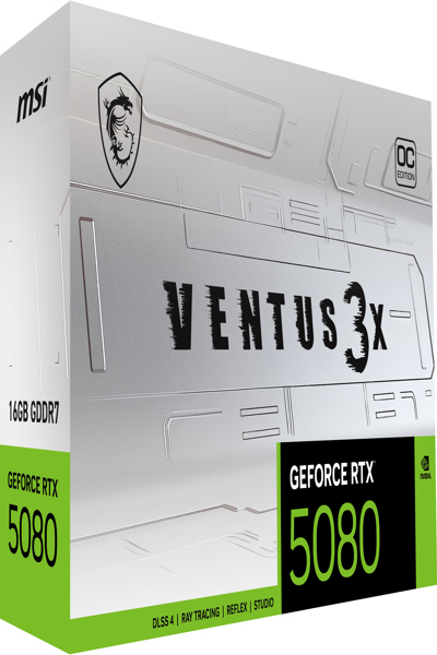 MSI NVIDIA GeForce RTX 5080 16G VENTUS 3X OC WHITE GDDR7 256bit Gaming Graphics card Boost Clock up to TBC MHz PCIe Gen 5 DLSS (P) - GEFORCE RTX 5080 16G VENTUS 3X OC WHITE