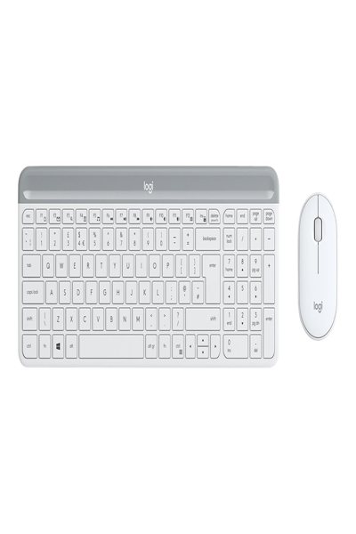 Logitech Slim Wireless Combo MK470 - Full-size (100%) - Wireless - RF Wireless - QWERTY - White - Mouse included - 920-009203