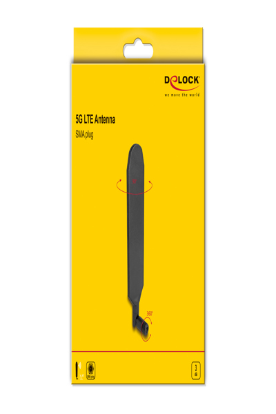Delock-antenn - 5G, LTE, SMA-kontakt, roterbar, med lutningsled - 90102