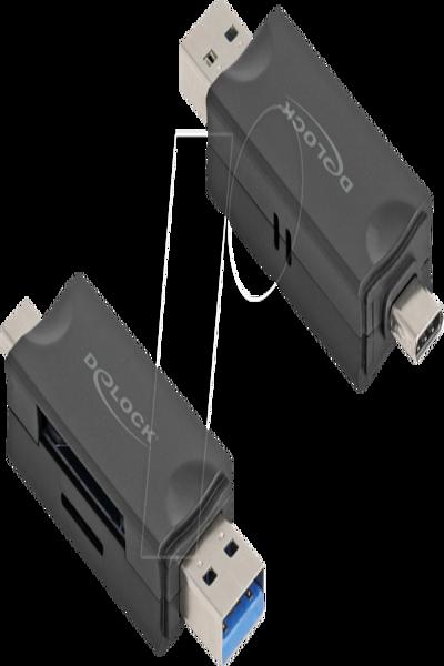 Delock Card USB 5 Gbps Type-C Type-A SD Micro Card-Reader - 91020