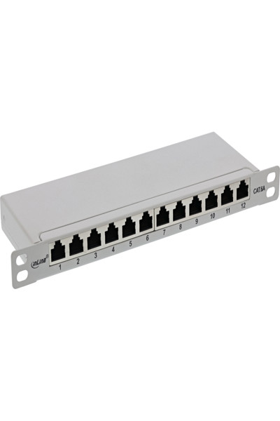 Panneau de brassage InLine 10" Cat.6A 0,5U 12 ports gris clair RAL7035