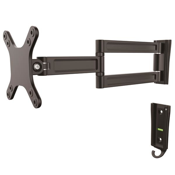 Monitor Wall Mount - Dual Swivel - Supports 13'' to 34'' Monitors - VESA Monitor / TV Wall Mount - Wall Mount Swivel Monitor Arm - Black (ARMWALLDS) Aluminium Vægmontering 13-27 LCD display - ARMWALLDS