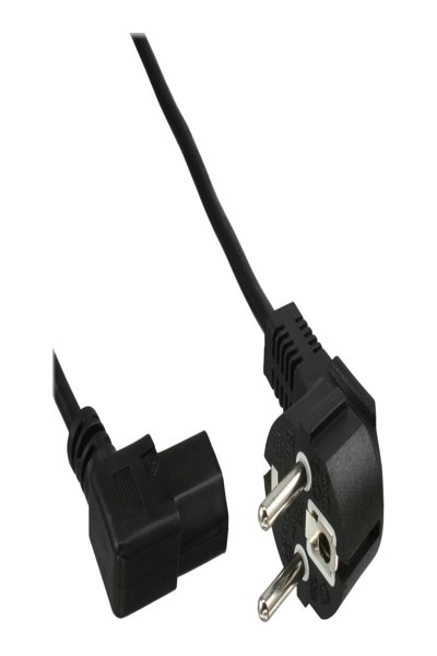 Câble d'alimentation InLine type F coudé C13, coudé à gauche, noir, 0,5 m, 60 pièces, en vrac