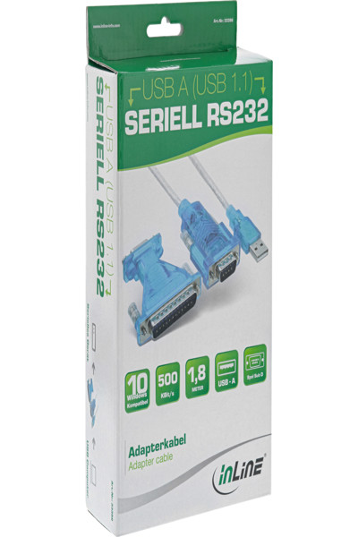Câble adaptateur USB vers série InLine USB Type A mâle / DB9 mâle 1,8 m