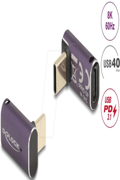 Delock USB-adapter - 24-stifts USB-C (hane) till 24-stifts USB-C (hona) vinklad - 60289