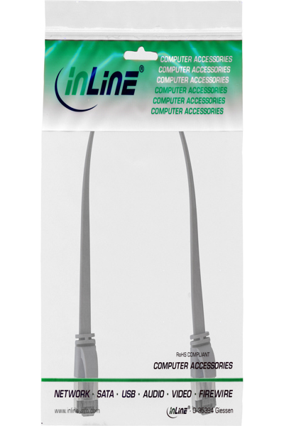 Câble patch plat InLine - U/FTP - Cat.8.1 - TPE sans halogène - gris - 0,3 m