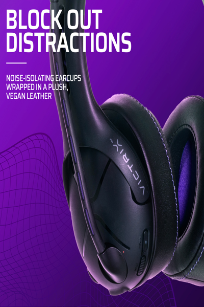 PDP Victrix Gambit Wireless Gaming Headset - Wired & Wireless - 20 - 20000 Hz - Gaming - 301 g - Headset - Black - Purple - 052-003-EU
