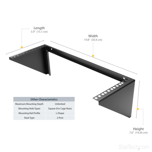 StarTech 4 HE 19 inch Vertical Wall Mount Rack Bracket Made of Steel - Black Bracket - 4U - RK419WALLV