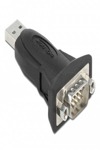Delock Adapter USB 2.0 Type-A to 1 x Serial RS-232 D-Sub 9 pin male with nuts - USB A - RS-232 - 0.8 m - Black - 61506