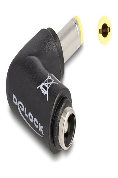 Adaptateur secteur Delock - Jack DC 5,5 x 2,5 mm (M) vers jack DC 5,5 x 2,5 mm (F) coudé