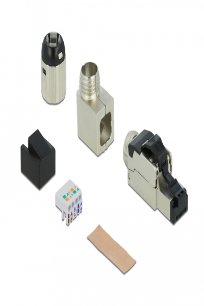 Delock RJ45 Plug field assembly Cat.8.1 metal angled - 1x RJ-45 - Grey - Male - Angled - Zinc - Cat8.1 - 86489