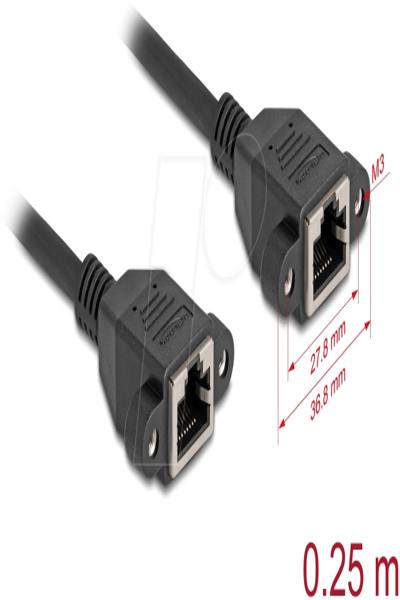 Delock Network Extension Cable S/FTP RJ45 Jack/Jack Cat.6a