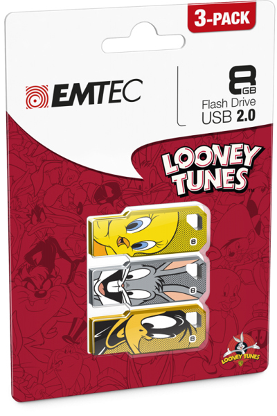 EMTEC USB Flash Drive LT01 Looney Tunes - 3 StÃƒÂ¼ck - USB-Stick - 8 GB - ECMMD8GM752P3LT01