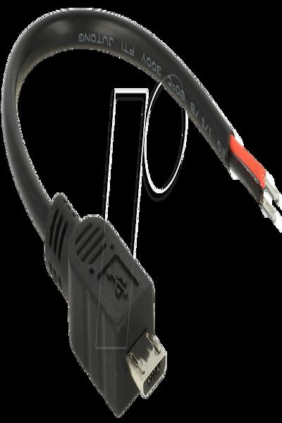 Delock Strömkabel - bar ledning till Micro-USB Typ B (endast ström) (hane) - 82697