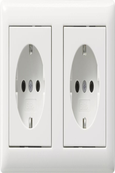 Prise GIRA SCHUKO 479303 2 voies filaire + cadre Standard 55 rws
