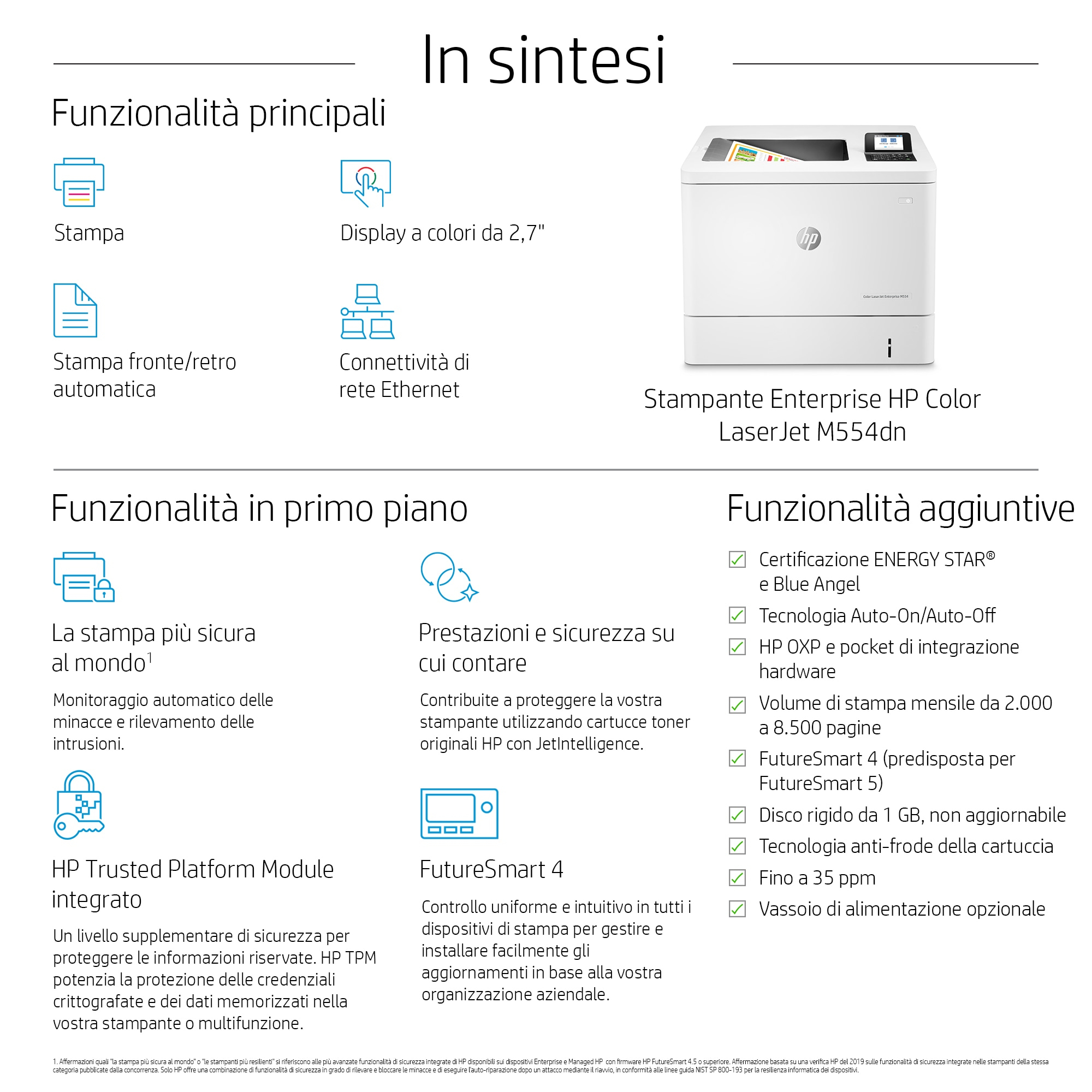 HP Color LaserJet Enterprise M554dn Printer - 7ZU81A