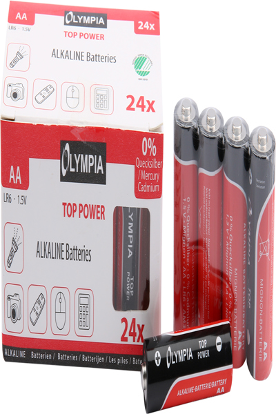 Olympia 40179 - AA - Alkaline - 24 pc(s) - 7 year(s) - Black - Red - Window box
