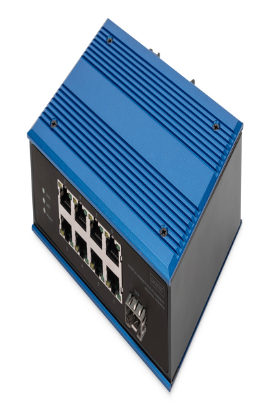 DIGITUS 8-portars Fast Ethernet-nätverks-PoE-switch, industriell, ohanterad, 1 SFP-uplink - DN-651133
