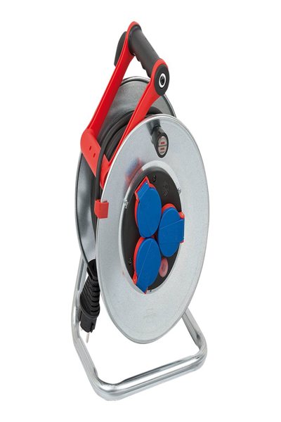 Brennenstuhl 1198580 - 25 m - 3 AC outlet(s) - Outdoor - IP44 - Blue,Red,Silver - 190 mm