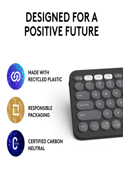 Logitech Pebble Keys 2 K380s - Mini - Wireless - RF Wireless + Bluetooth - Scissor key switch - AZERTY - Graphite - 920-011803