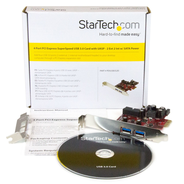 StarTech 4 Port USB 3.0 PCI Express Card - 2 External and 2 Internal with SATA Power - PCIe SuperSpeed ​​interface card - USB adapter - PCIe 2.0 - USB 3.0 x 4 - PEXUSB3S2EI