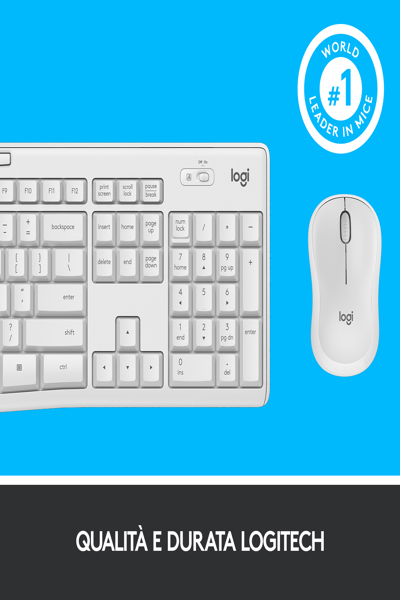 Logitech MK295 Silent Wireless Combo - Full-size (100%) - Wired - USB - QWERTY - White - Mouse included - 920-009821