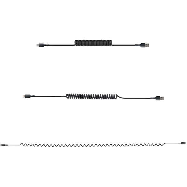 1m USB to Lightning Cable MFi Certified Coiled - RUSB2ALT1MBC