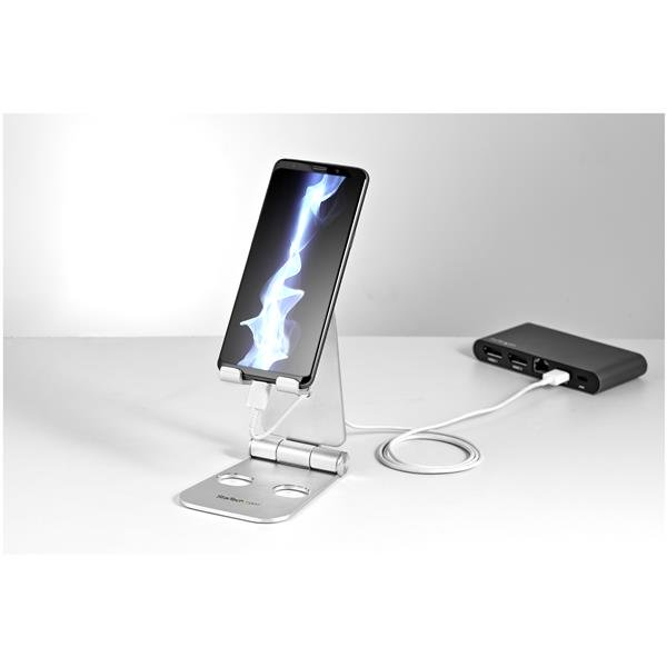 StarTech Universal Cell Phone and Tablet Holder - Foldable - Tablet / Cell Phone Stand - Multi-Angle - Smartphone Holder - Desk Stand - up to 33.00cm (13") - Silver (USPTLSTND) - USPTLSTND
