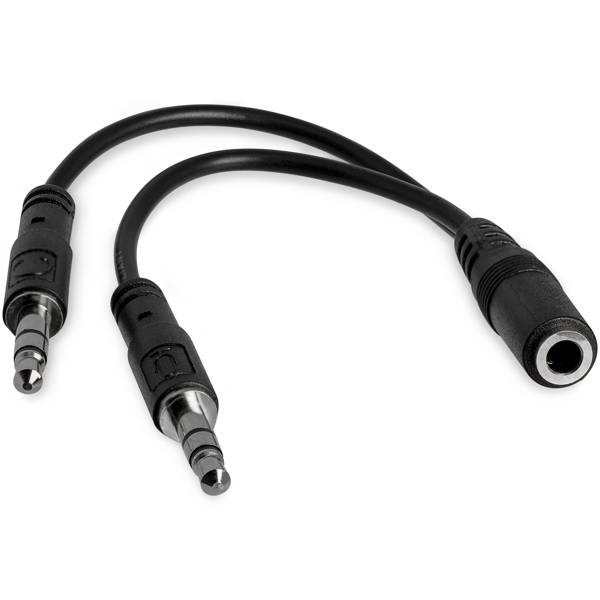 StarTech 3.5mm Audio Jack Y Cable - Headset Splitter - Adapter - 1 x 3.5mm 4 Position Female 2 x 3.5mm 3 Position Male - Black - Headset Splitter - MUYHSFMM