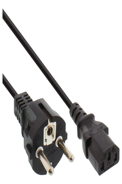 Câble d'alimentation InLine - CEE 7/7 droit / IEC C13 mâle 3 broches - noir - 1,8 m