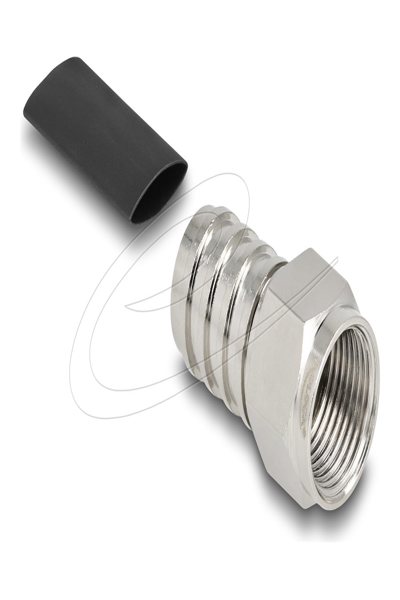 Delock F plug for crimping RG-59 with matching heat shrink tubing