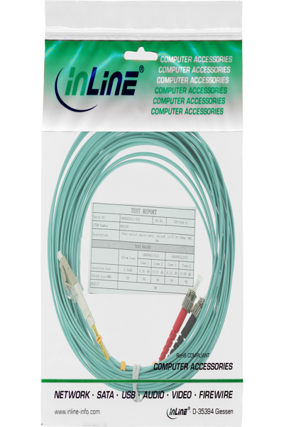 InLine Fiber Optical Duplex Cable LC/ST 50/125µm OM3 15m