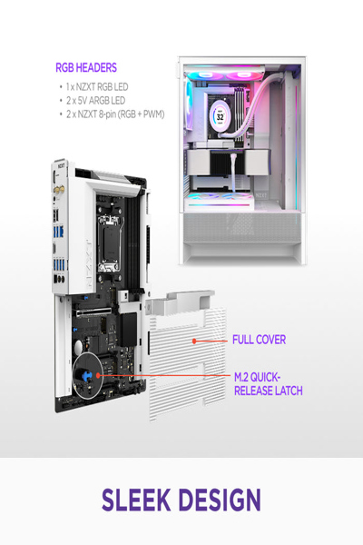 NZXT N7 B850 WIFI WHITE AM5 MOTHERBOARD - N7-B85XT-W1