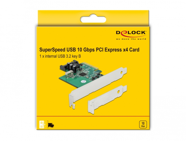 Delock PCIe card to 1 x internal USB 3.2 Gen 2 Key B 20 pin socket - 90068