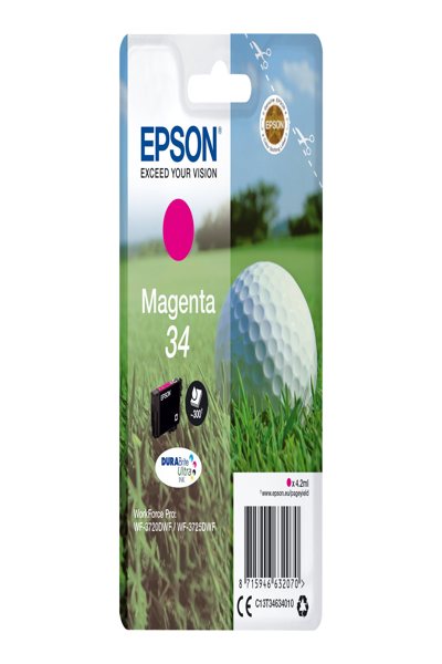 Encre Epson Golf Ball Singlepack Magenta 34 DURABrite Ultra - Rendement standard - Encre pigmentée - 4,2 ml - 300 pages - 1 pièce(s)