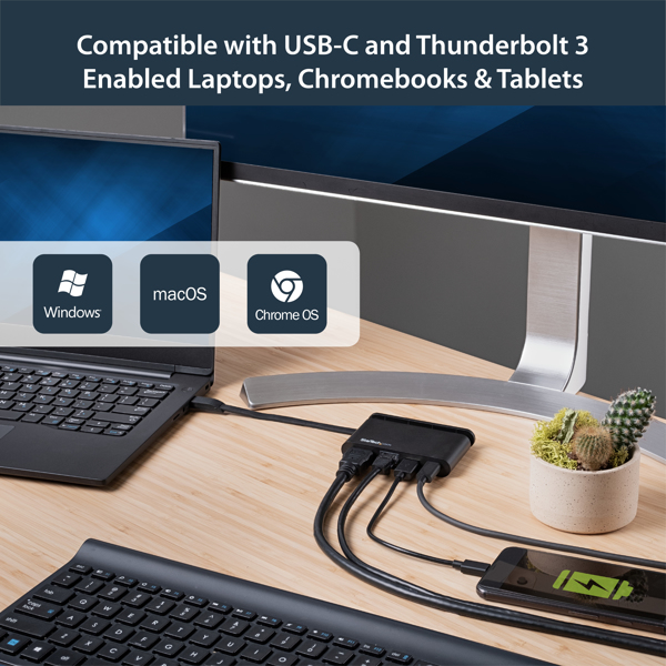 StarTech USB C Multiport Adapter with HDMI - 4K - Mac / Windows - 1xA + 1xC - 100W PD 3.0 - GbE - Docking station - USB-C - DKT30CHCPD