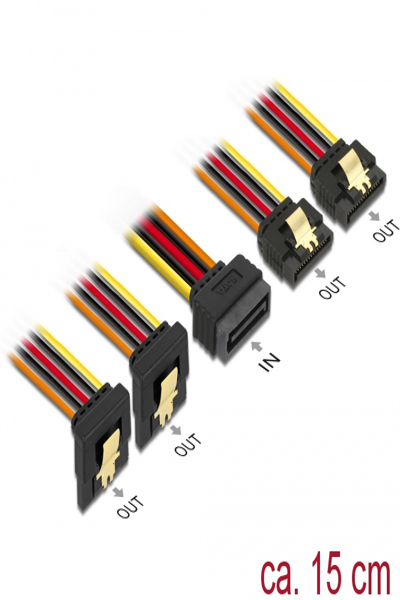 Delock Strömfördelare - SATA-ström (P) fäst vid SATA-ström (R) metallklämma - 60150