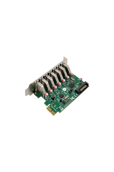 InLine USB-A 3.2 Gen.1 7 Port Host Controller PCIe - SATA Power - 76661L