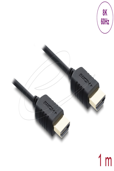 Delock Coaxial High Speed HDMI Cable 8K 60 Hz 48 Gbps with Braided Sheath - Cable - Digital/Display/Video - 81681