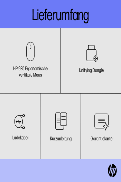 HP 920 Ergonomic Wireless Mouse: Right-hand, Vertical Design, 4000 DPI - 6H1A4AA