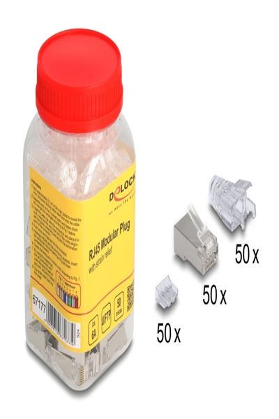 Delock RJ45 Modularer Stecker Cat.6A mit KnickschutztÃƒÂ¼lle - Cable/adapter set - Network - 67177