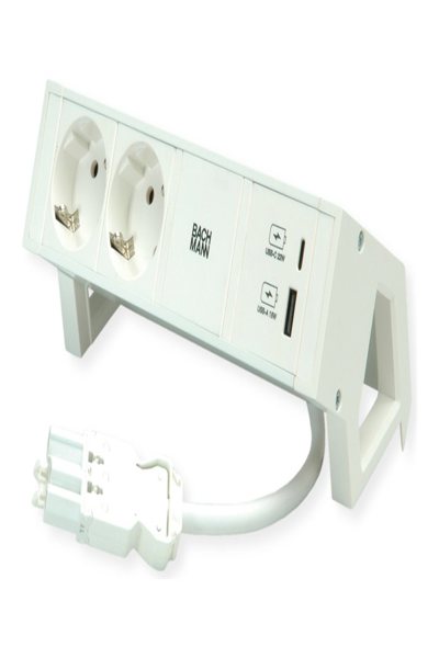 Bachmann DESK 2 Steckdosenleiste PURE white 2 x Schutzkontakt 1 USB A/C - Power Strip